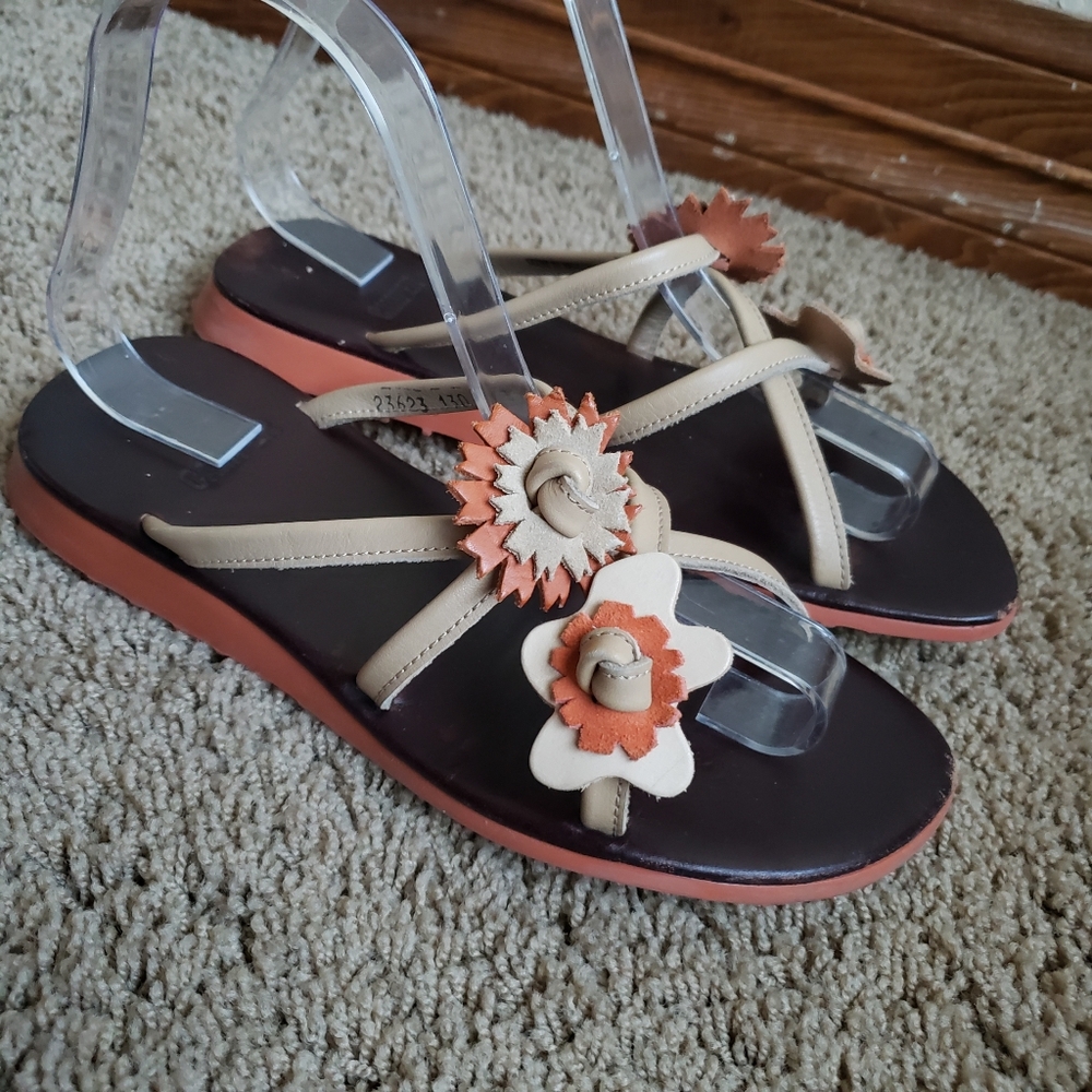 Camper Sandals Leather Cutout Floral 37